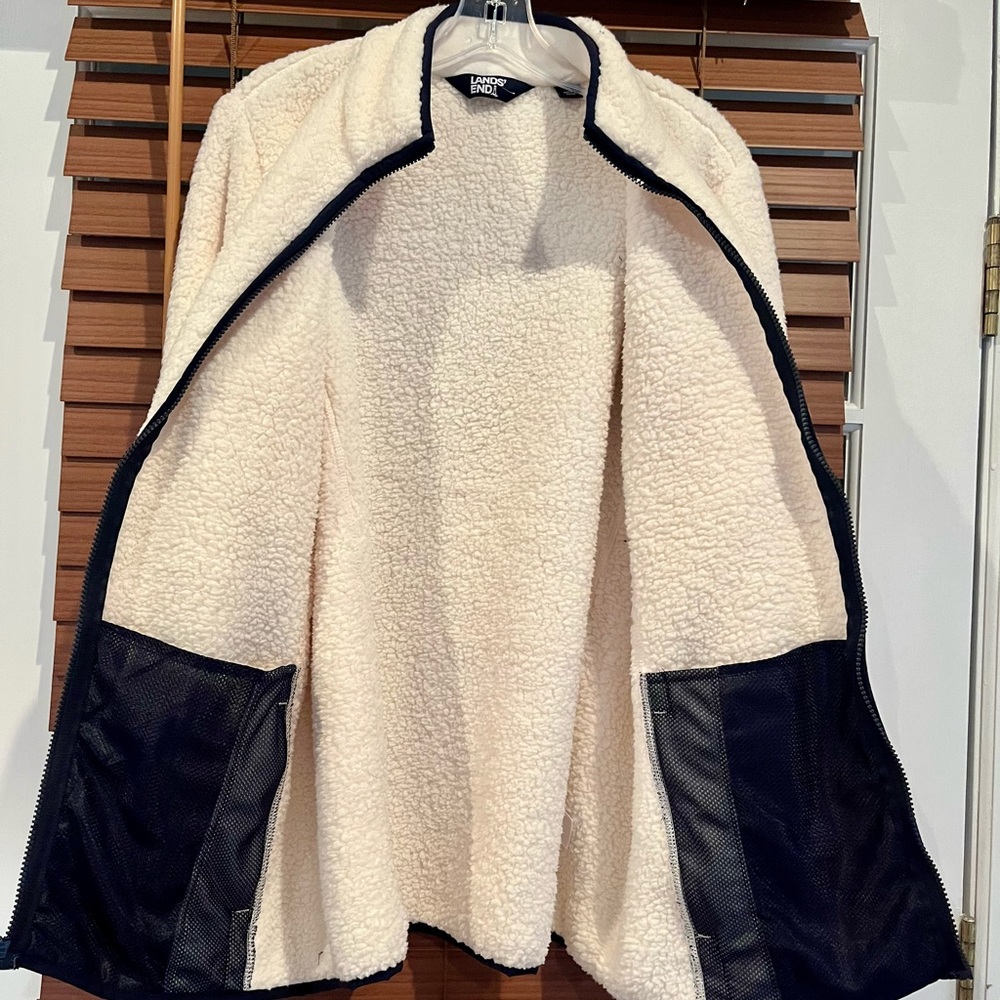 Lands End Women’s White Long Sleeve Cozy Full Zip Top - Picture 5 of 6